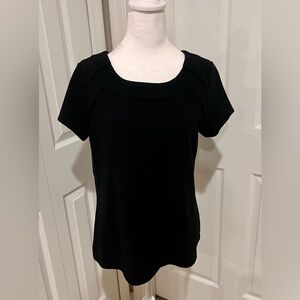 Banana Republic Black Short Sleeve Top with Gold Zipper